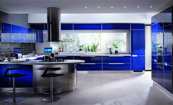 رنگ آبی در آشپزخانه